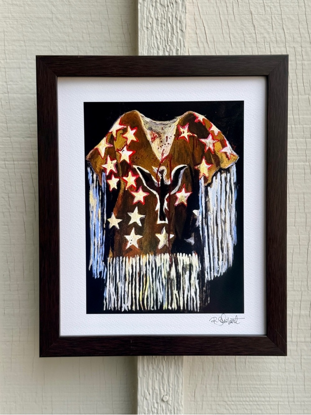 Fringed Star Motif Wall Art Print - Indian Ghost Dance Shirt Framed Fine Art - Picture 2 of 5